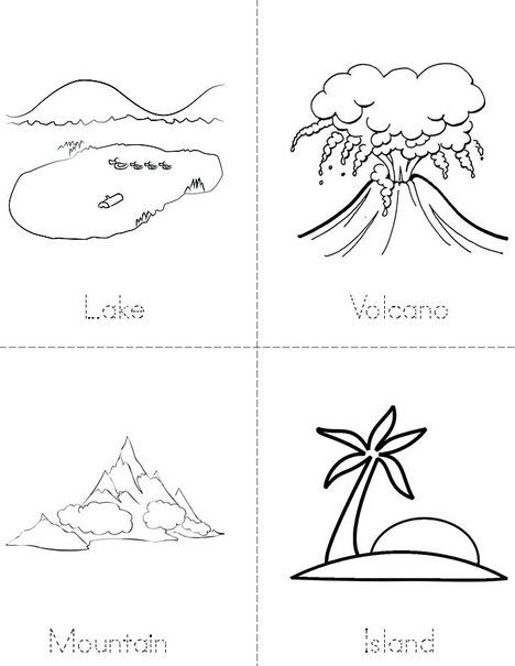 My Landforms Book from TwistyNoodle.com Landforms Worksheet, Landforms Activities, Landform Projects, Labeling Kindergarten, Land Forms, Free Kindergarten Printables, Worksheet Kindergarten, Hand Lettering Worksheet, Twisty Noodle