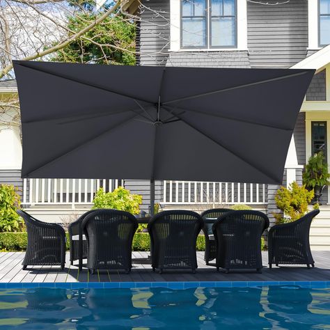 PRICES MAY VARY. ADJUSTS TO ANGLE OF SUN WITH VERY LITTLE EFFORT:360°Rotation and tilt adjustable mechanism make this cantilever patio umbrella work at different angles to create shade no matter where the sun is in the sky, turn hand cranks to swive to each side with the movement of the sun or tilt it up and down to apply on any narrow end of an area, Shade and cool any area, Makes hanging out on your area a lot more fun and relaxing for yourself and your family. EASILY SHADE A LARGER AREA: The Deck Pool, Cantilever Patio Umbrella, Cantilever Umbrella, Market Umbrella, Pool Decks, Pool Patio, Garden Table, Sun Shade, Backyard Ideas