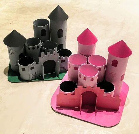 Toilet Paper Roll Castle, Castle Crafts For Kids, Neon Unicorn, Paper Castle, Halloween Hair Accessories, Castle Crafts, Castle Project, Meat Cleaver, Toddler Arts And Crafts