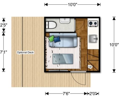 nomad micro home 06   100 Sq. Ft. Prefab NOMAD Micro Home: Could You Live this Small? Micro Home Floor Plans, Small Prefab Homes, Design Casa Piccola, Micro Homes, Micro Cabin, Tiny House Blog, Cabin Floor, Cabin Floor Plans, Tiny House Floor Plans