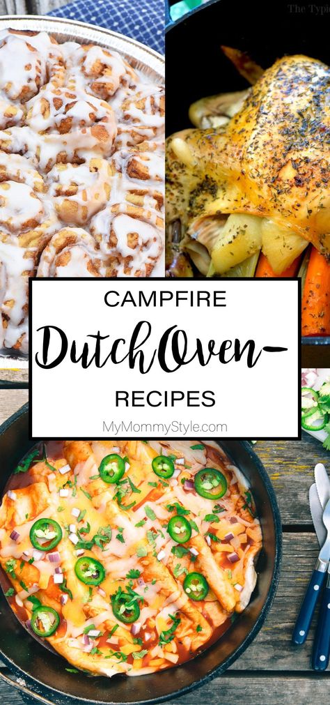 Dutch Oven Camping Recipes - My Mommy Style Best Dutch Oven Recipes, Campfire Dutch Oven Recipes, Camp Oven Recipes, Dutch Oven Breakfast, Skillet Recipes Dinner, Oven Breakfast, Cast Iron Skillet Recipes Dinner, Camping Dutch Oven, Dutch Oven Recipes Cast Iron