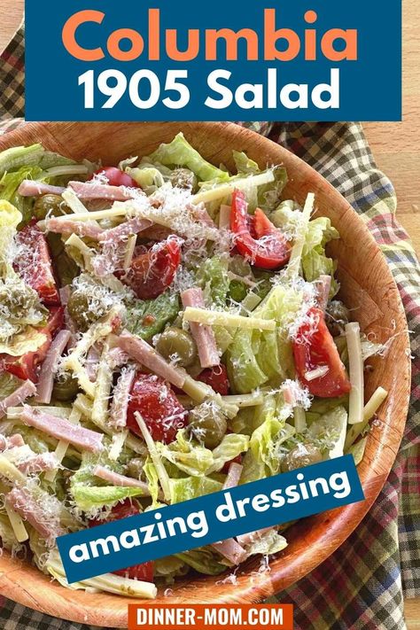 Make the original Columbia 1905 Salad and dressing recipe at home! You don't have to visit the restaurant to enjoy this hearty chef's salad with a zesty garlic vinaigrette. It's easy to make and low-carb too! The Columbia 1905 Salad, 1905 Columbia Salad, Columbia 1905 Salad Recipe, Carrabas Salad Dressing, Columbia Restaurant 1905 Salad, 1905 Salad Dressing, Colombian Salad, 1905 Salad Recipe Columbia, Columbia 1905 Salad