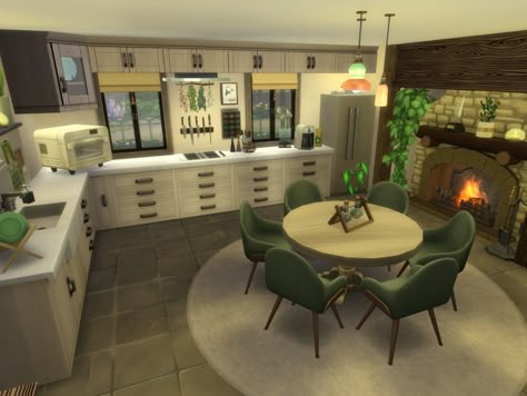 Sims House Kitchen, Sims 4 Modern Kitchen No Cc, Sims Bathroom No Cc, Small Sims Kitchen, Sims 4 Kitchen Ideas Modern, Sims 4 Backyard Ideas No Cc, Sims Vintage House, Sims Kitchen No Cc, Sims 4 Interior Design Ideas Kitchen