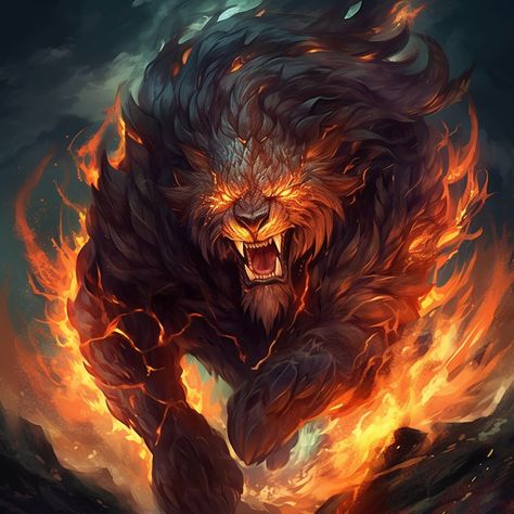 Fire Lion Art, Lion Monster, Lion Spirit, Fire Lion, Altered Beast, Lion Dragon, Burning Passion, Toshiro Mifune, Karen Johnson