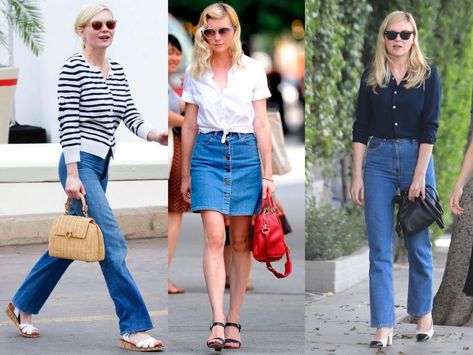 Soft Classic Style Analysis: Kirsten Dunst | Kibbe Body Types Soft Classic Outfits Casual, Soft Classic Skirts Kibbe, Soft Classic Jeans Kibbe, Kirsten Dunst Soft Classic, Kibbe Types Soft Classic, Soft Classic Hairstyles Kibbe, Soft Classic Pants, Classic Body Type Outfits, Soft Classic Aesthetic