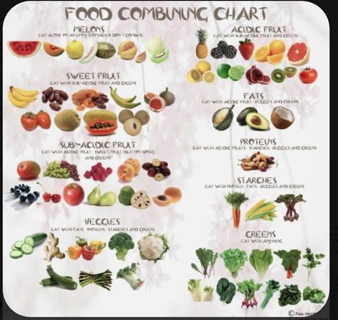 Fruit Combinations Chart, Food Combining Diet, Food Combining Chart, Fruit Detox, Hclf Vegan, Healthy Homemade Snacks, Food Combinations, Fruit Diet, Being Vegan