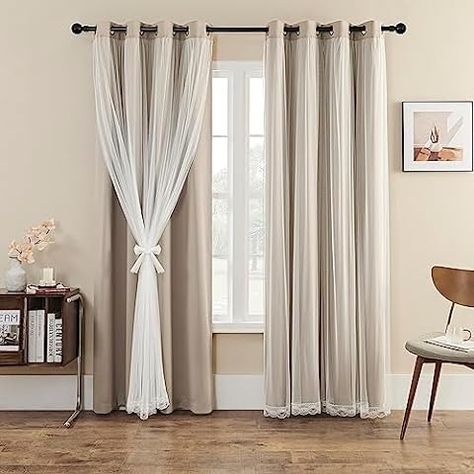 Amazon.com: Estelar Textiler Brown and Greyish White Gradient Blackout Curtains for Bedroom, Thermal Insulated Ombre Blackout Drapes, Full Room Darkening Energy Saving Curtains for Living Room,52Wx84L,2 Panels : Home & Kitchen Sheer Curtains With Blackout Curtains, Curtains For Living Room, Drape Panel, Curtains Living, Blackout Drapes, Sheer Overlay, Room Darkening, Curtains Bedroom, Sheer Curtains