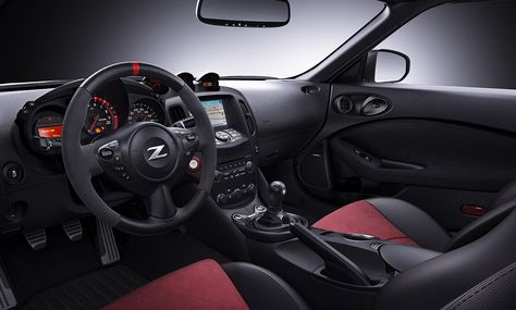 2016 Nissan 370Z® Nismo® black and red leather interior, side angle and view of steering wheel 370z Interior, New Nissan Z, Nissan Sports Cars, Nissan 370z Nismo, 370z Nismo, Nissan Z Cars, Nissan Car, Nissan Nismo, Tax Time