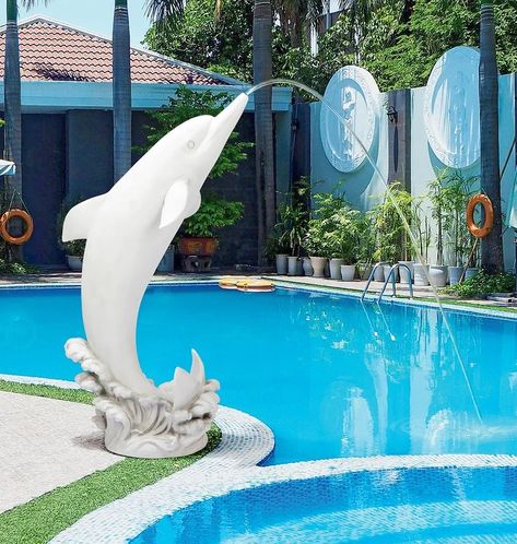 Dolphin Statue, Dolphin Decor, Sculpture Fountain, Pool Pond, Water Gardens Pond, Sea Stories, Classical Mythology, Bottlenose Dolphin, Gnome Statues