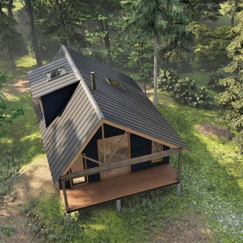 715 SF Affordable Small Home Rental Suite Tiny House ADU Cabin Instant Download House Plans - Etsy Tiny Home Foundation, Loft Floor Plans, Cabin Plan, Rental Ideas, Backyard Studio, Lakeside Cottage, Off Grid Cabin, Small House Floor Plans, Home Rental