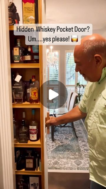 3.7M views · 139K likes | The Real “Dan The Bourbon Man” on Instagram: "This might be the coolest thing I've ever seen. And that secret handle is just epic!
.
.
.
#bourbon #bourbonwhiskey #whiskey #whisky #pocketdoor #pocketdoors #pocketdoorhardware #pocketdoorsystem #hiddendoor #secretdoor #pantry #pantryorganization #pantrygoals #pantrydesign #shelfie #shelfiegoals #homebar #homebartender #remixonreels #reels #trendingreels #viralreels #viralvideos #bartender #bartenderlife #explorepage #mixology #drinkstagram #inspofinds #inspohome" Hidden Alcohol Storage, Whiskey Storage, Picture Wall Shelf, Bedroom Bookshelves, Magnolia Kitchen, Clean Clutter, Dream Pantry, Bar Space, Secret Bar