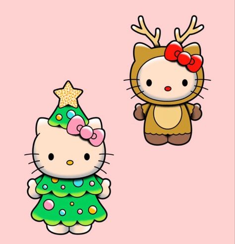 Christmas Hello Kitty And Friends, Christmas Themed Characters, Hello Kitty Christmas Nail Art, Hello Kitty Christmas Painting, Hello Kitty In Costume Drawing, Thanksgiving Nails Hello Kitty, Holiday Hello Kitty, Hello Kitty Christmas Stickers, Hello Kitty Drawing Christmas