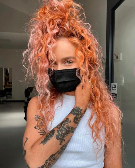 Pink Curls, Peach Hair, Chop Chop, Australian Artists, Curly Girl, Artist On Instagram, Perm, Hair Goals, New Hair