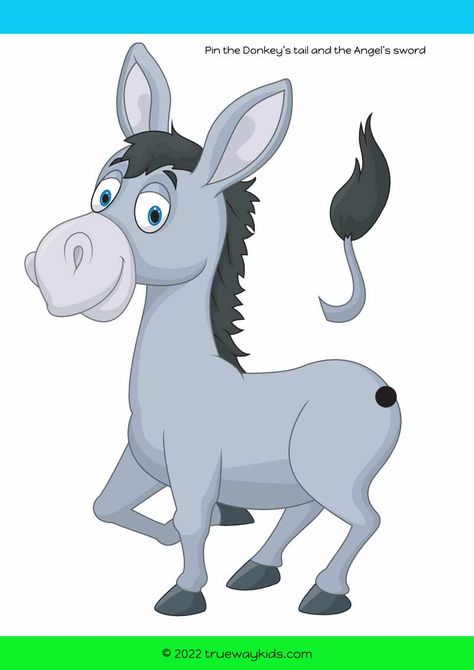 Pin the tail on the donkey -printable. Balaam and the donkey Bible lesson for kids Pin The Donkey Free Printable, Wonky Donkey Activities Preschool, Pin The Tail On The Donkey Printable, Balaams Donkey Lesson, Pin The Tail On The Donkey, Pin The Donkey, Pin Tail On Donkey, Donkey Crafts For Kids, Donkey Printable