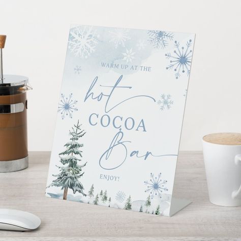 Blue Winter Wonderland, Cocoa Bar Sign, Hot Cocoa Bar Sign, Winter Shower, Snowflake Baby Shower, Winter Bridal Showers, Mimosa Bar Sign, Winter Wonderland Baby Shower, Winter Wonderland Theme