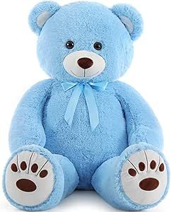 MorisMos Giant Teddy Bear Stuffed Animal, Big Teddy Bear Life Size, 51in Large Teddy Bear Cuddly Plush for Baby Shower, Birthday, Valentine(Blue) Teddy Bear Day, Large Teddy Bear, Big Teddy Bear, Big Teddy, Giant Teddy Bear, Giant Teddy, Teddy Bear Stuffed Animal, Bear Stuffed Animal, Animal Birthday