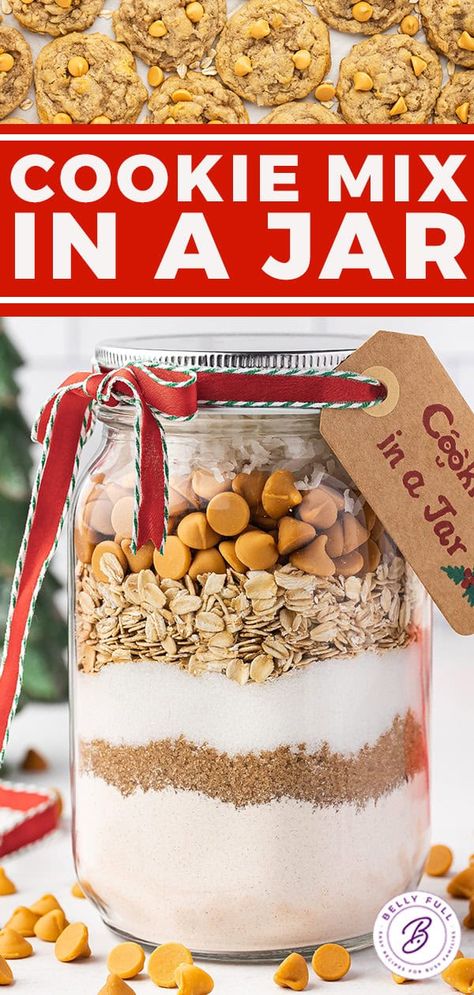 Mason Jar Cookie Mix Recipe, Pint Jar Recipes, Cookie Mix In A Jar Recipe, Cookie Mix Jar, Cookie Mix In A Jar, Cookie Jar Gifts, Mason Jar Cookies Mix, Oatmeal Butterscotch Cookies, Soft Chewy Cookies