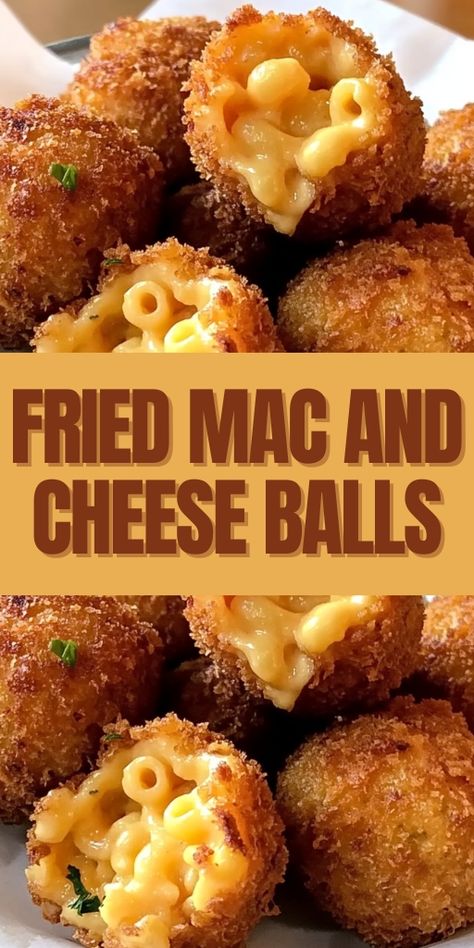 Looking for the perfect party appetizer? These Crispy Fried Mac and Cheese Balls are cheesy, crunchy, and absolutely irresistible! 🧀🍽️ Golden brown on the outside and creamy on the inside, they make the ultimate finger food for any gathering or game day. 👉 Pin now to add this fun snack to your party menu! #FriedMacAndCheese #PartySnacks #ComfortFood #AppetizerIdeas #CheeseLovers #FingerFoods #GameDaySnacks Macaroni And Cheese Balls, Mac And Cheese Balls Recipe, Fried Mac And Cheese Balls, Macncheese Recipe, Mac And Cheese Balls, Fried Mac N Cheese Balls, Fried Macaroni And Cheese, Cheese Bites Recipe, Mac N Cheese Balls