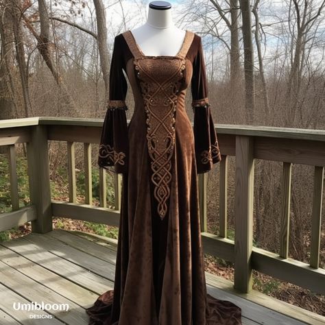 Viking Royalty Dress, Bronze Medieval Dress, Brown Medieval Dress, Vikings Dress, Viking Gown, Viking Dresses, Middle Ages Dress, Viking Medieval, Gaun Abad Pertengahan