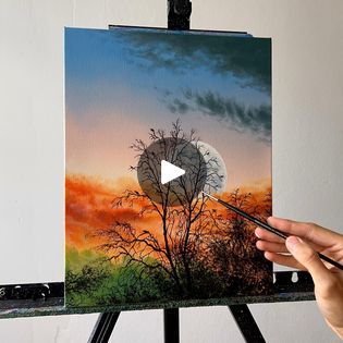 15K views · 898 reactions | Easy Moonlight Acrylic Landscape Painting 🌙 | Easy Moonlight Acrylic Landscape Painting 🌙 #art #acrylicpainting #painting #artwork | By Feliks K | Facebook