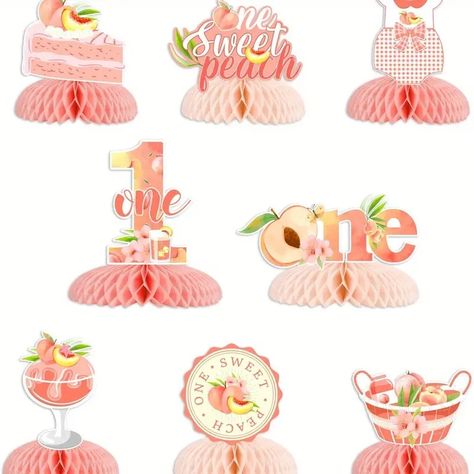 Temu One Sweet Peach Birthday Party, Peach First Birthday Party, Fruit Themed Birthday Party, Peach Character, One Sweet Peach Birthday, Peach First Birthday, First Birthday Decorations Girl, One Sweet Peach, Peach Party Decorations