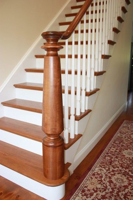 Large Turned Newel Post - Staircase - Other - by Kinzel Wood Products Large Turned Newel Post, Round Newel Post, Turned Newel Post, Rustic Staircase Farmhouse Style, Newel Posts For Stairs, Wooden Staircase Railing, Stairway Walls, Stair Railing Makeover, Stair Newel Post