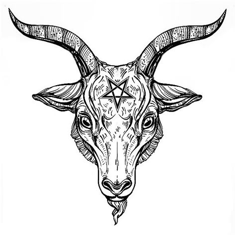 Goat Head Art, Goat Head Drawing, Satanic Tattoo Design, Goat Tattoos, Satanic Goat Head, Pentacle Tattoo, Devil Drawing, Bird Tattoo Neck, Pentagram Tattoo