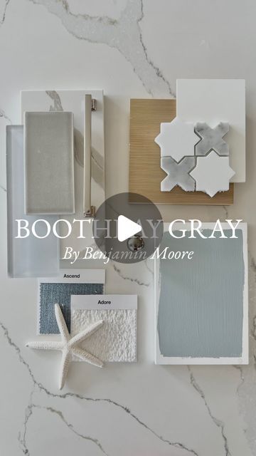 Tara Nelson on Instagram: "Boothbay Gray by Benjamin Moore 🤍  There’s a reason Boothbay Gray by @benjaminmoore is a favorite! It is such a lovely mid-toned gray with a hint of blue. It is the perfect color for so many spaces in your home.   This steely gray is a timeless color choice that pairs beautifully with Chantilly Lace and Stonington Gray. It can come off as coastal and fresh when paired with white and natural finishes and moody when paired with deeper colors and dark wood tones.   It’s the perfect color for cabinetry, accent walls, bathrooms, your front door and exteriors!  Let me know what you think!  Tile Seen Here: Star tile: Vera Anne Pattern 11.81 in. x 11.81 in. x 10mm Polished Mosaic Marble Tile from @homedepot  Marble tile: Prati 12” x 24” Honed Porcelain Field Tile in Cal Boothbay Gray Bathroom, Boothbay Gray Bedroom, Boothbay Gray Benjamin Moore, Benjamin Moore Boothbay Gray, Boothbay Gray, Moody Coastal, Stonington Gray, Mosaic Marble, Star Tile