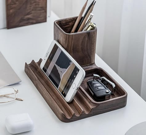 Wooden Desktop Organizer, Wooden Pen Stand, Pen Holder Wood, Pen Holder Design, Wood Pen Holder, Wood Phone Stand, Wooden Pen Holder, Desk Organiser, Wooden Desk Organizer