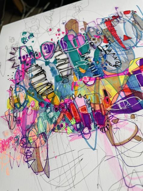 Abstract Art & Mark Making | This is what happens when I’m stressed 🤯 it manifests itself in extreme doodles which i guess isn’t a bad thing 🤷🏼‍♀️  | Facebook Abstract Art Challenge, Mark Making Ideas, Art Mark Making, Abstract Art Lesson, Abstract Expressionism Art, Alcohol Markers, Mark Making, Art Challenge, Art Activities