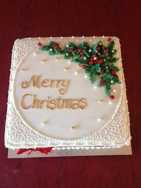 Xmas Cake Decorating, Square Cake Design, Homemade Christmas Cake, Winter Torte, Easy Christmas Cake Recipe, Winter Cakes, Christmas Themed Cake, Sheet Cake Designs, Christmas Cake Ideas