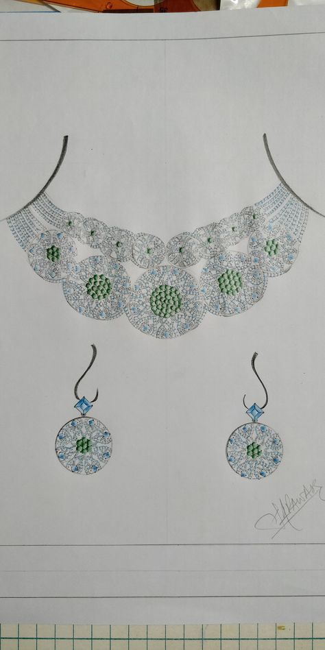 Jewerly Designs, Jewelry Designing, Jewelry Design Drawing, Jewellery Sketches, Necklace Diamond, Gold Fashion Necklace, Cover Page, Design Drawing, Bridal Necklace