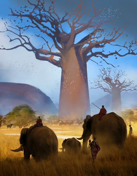 African Environment Concept Art, Grassy Plains Concept Art, African Fantasy Landscape, African Kingdom Concept Art, Fantasy Savannah, Fantasy Grasslands, Fantasy Africa, African Grasslands, Savanna Biome