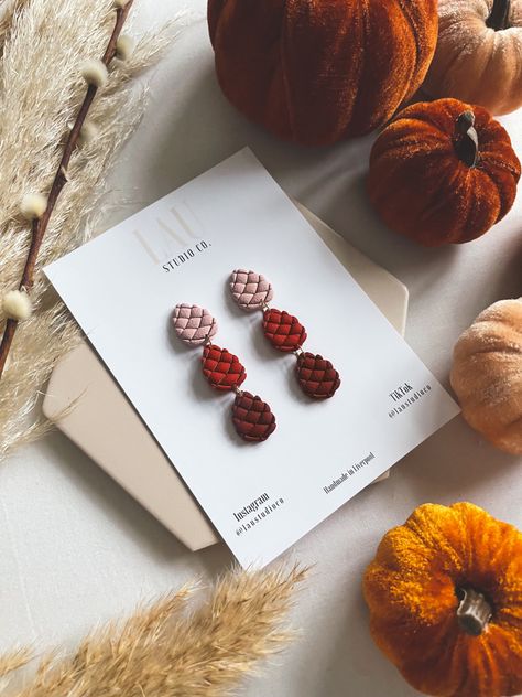 Clay Autumn, Clay Earrings Halloween, Minimalist Autumn, Fall Earrings, Party Earrings, Custom Earrings, Clay Projects, Air Dry Clay, Handmade Polymer Clay