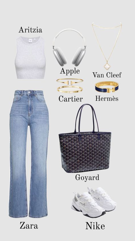 Cute fit 💗#fashioninspo #fitinspo #hermes #goyard #cartier #aritzia #zarajeans #nike Lazy Winter Outfits, Aritzia Aesthetic, Supermodel Aesthetic, Outing Outfit, Korean Casual Outfits, Simple Fits, Cute Fit, Stockholm Fashion, Dressy Outfits