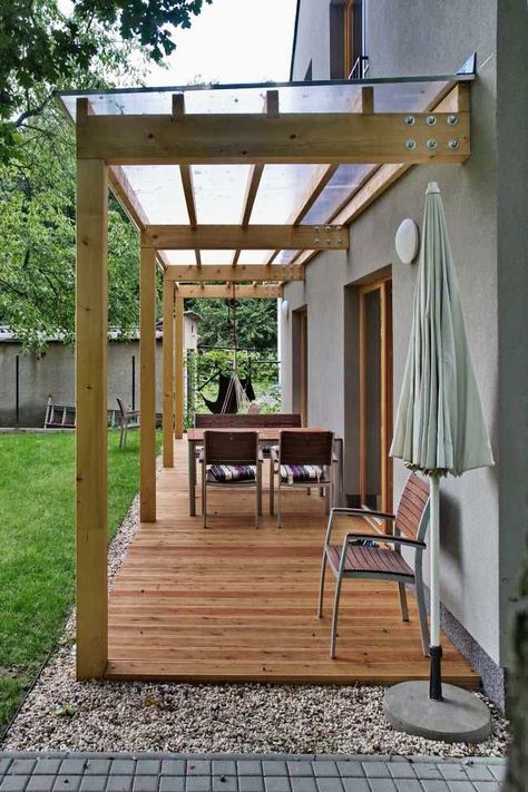 Terrasse Med Tak, Pretty Backyard, Backyard Patio Ideas, Outdoor Covered Patio, Patio Deck Designs, Perfect Backyard, Budget Patio, Backyard Pergola, Patio Roof