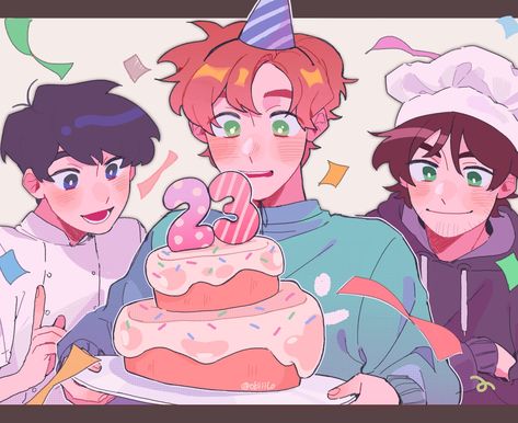 Dream Team Fanart, Birthday Dream, Birthday Anime, Happy Birthday Drawings, Happy Birthday Illustration, Dream Birthday, Bd Art, Happy Birthday Art, Birthday Illustration