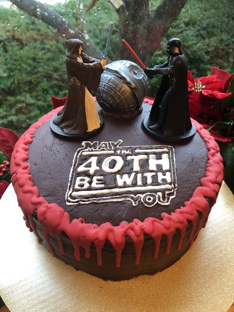 May the 40th be with you May The 40th Be With You Cake, May The Forties Be With You Cake, May The Forties Be With You, 40s Birthday Cake, May The 40th Be With You, 40th Birthday Men, Star Wars Theme Party, Star Wars Birthday Party, 40th Birthday Cakes