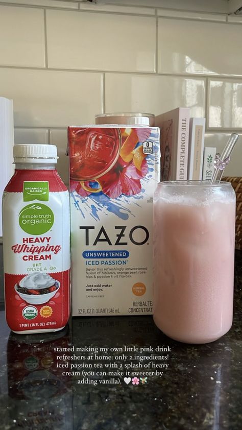 Tazo Iced Passion Tea Recipes, Tazo Tea Recipes, Tazo Passion Tea Recipes, Tazo Passion Tea, Protein Drink Recipes, Tazo Tea, Flavored Water Recipes, Iced Drinks Recipes, Healthy Starbucks Drinks