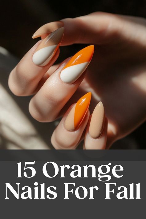 Looking for inspiration for your fall nail looks? Explore the beauty of orange nail designs this season! Whether you're into intricate patterns or simple styles, orange nails can add a vibrant touch to your autumn aesthetic. Discover unique ideas and stunning color combinations to elevate your nail game this fall. Embrace the warmth of oranges and incorporate them into your manicure routine for a fresh and on-trend look that's perfect for the season. Beige And Orange Nails, Orange And Yellow Fall Nails, Deep Orange Nails, Soft Orange Nails, Orange Manicure Ideas, Orange Gel Nail Designs, Orange Nails For Fall, Orange Autumn Nails, Orange Fall Nail Designs