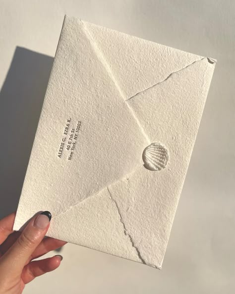 Handmade Paper Envelopes, Art Print Packaging, Stamped Envelopes, Handmade Card Ideas, Seashell Wedding, Beautiful Butterfly Photography, Collateral Design, Envelope Stamp, Handmade Envelopes