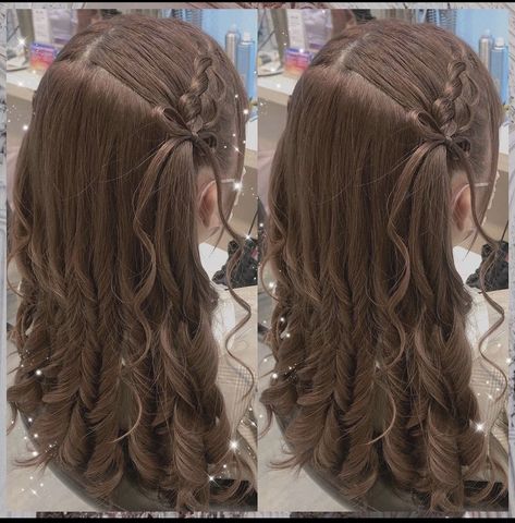 Cute Party Hair Styles, Ribbon Hairstyle Aesthetic, Cute Prom Hair, Valentines Hairstyles, Day Hairstyles, Ponytail Hairstyle, Hairstyles For Layered Hair, Hairdos For Curly Hair, Ribbon Hairstyle