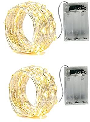 BXROIU 2 x Fairy String Lights Battery Operated, Silver Wire 2 Mode Chains 16.5ft 50 LEDs Fairy String Lights for Bedroom Christmas Party Wedding Decoration Warm White (Warm White, 5 Meter): Amazon.co.uk: Lighting Wire Fairy, Wire Fairy Lights, String Lights In The Bedroom, Firefly Lights, Battery String Lights, Decor Lamp, Battery Powered Light, Indoor String Lights, Led Fairy Lights