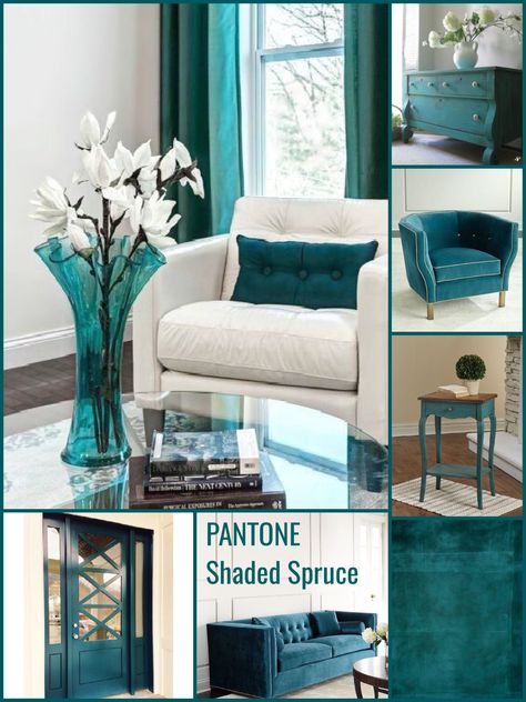 PANTONE Shaded Spruce Pantone 2024, Shaded Spruce, Pantone Fall, Color Trends Fashion, Collage Making, Fall 2017, Color Trends, Fireplace, Cottage