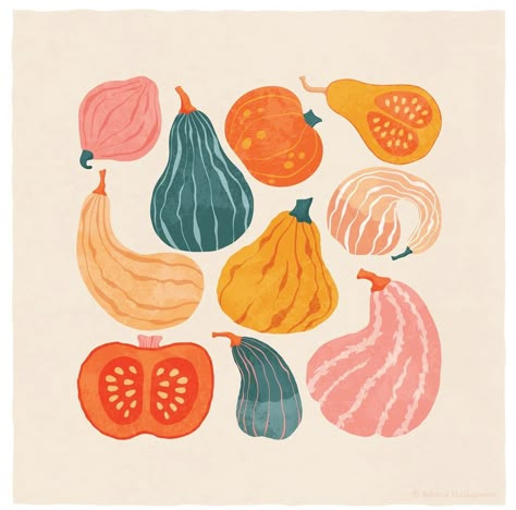 2022 Illustration, Pumpkin Drawing, Pumpkin Illustration, Autumn Pumpkins, Instagram Illustration, Autumn Illustration, Fall Patterns, Food Drawing, Illustration Artists