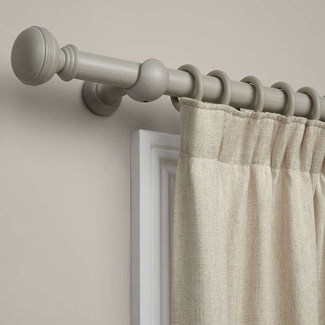 BuyJohn Lewis Croft Collection Curtain Pole Kit, Grey, L150cm x Dia.35mm Online at johnlewis.com John Lewis Curtains, Wooden Curtain Rods, Wooden Curtain Poles, Baby Room Storage, Wooden Curtain, Curtains Pictures, Wood Curtain, Curtain Pole, Nursery Curtains