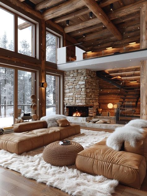 Alpine House Interior, Chalet Sofa, Mountain Chalet Interior, Modern Chalet Interior, Mountain House Interior, Mountain Interior Design, Luxury Chalet Interior, Resort Decor, Western Interior