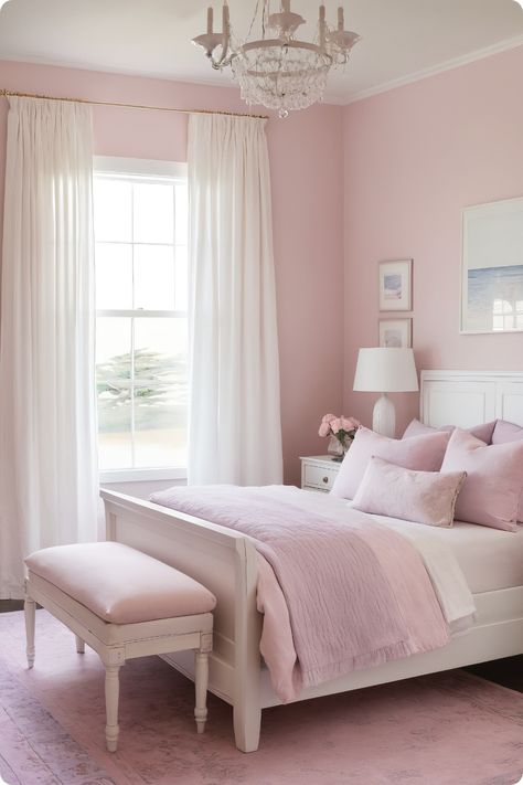 49 Fabulous Pink Bedroom Ideas: A Detailed Guide from Blush to Fuchsia – Cabin Nook Soft Pink Bedroom Walls, Pink Sherwin Williams, Woman House, Pink Bedroom Ideas, Pink Throws, Chunky Knit Throw, Pink Bedrooms, Pink Bedroom, Pink Accents