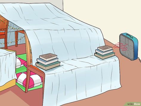 The Easiest Way to Make a Blanket Fort - wikiHow Homemade Forts, Diy Blanket Fort, Sleepover Fort, Indoor Forts, Grand Castle, Diy Fort, Cool Forts, Sleepover Room, Friend Questions