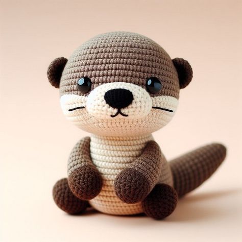 Create an adorable crochet otter amigurumi with this easy-to-follow pattern. Ideal for intermediate skill levels, this pattern brings a cute otter to life with detailed instructions, perfect for gifting or decor. Amigurumi Otter Pattern, Crochet Otter Pattern Free Amigurumi, Otter Amigurumi, Crochet Otter, Sock Creatures, Crochet Baby Toys, Crochet Animals Free Patterns, Crochet Animal Patterns, Quick Crochet